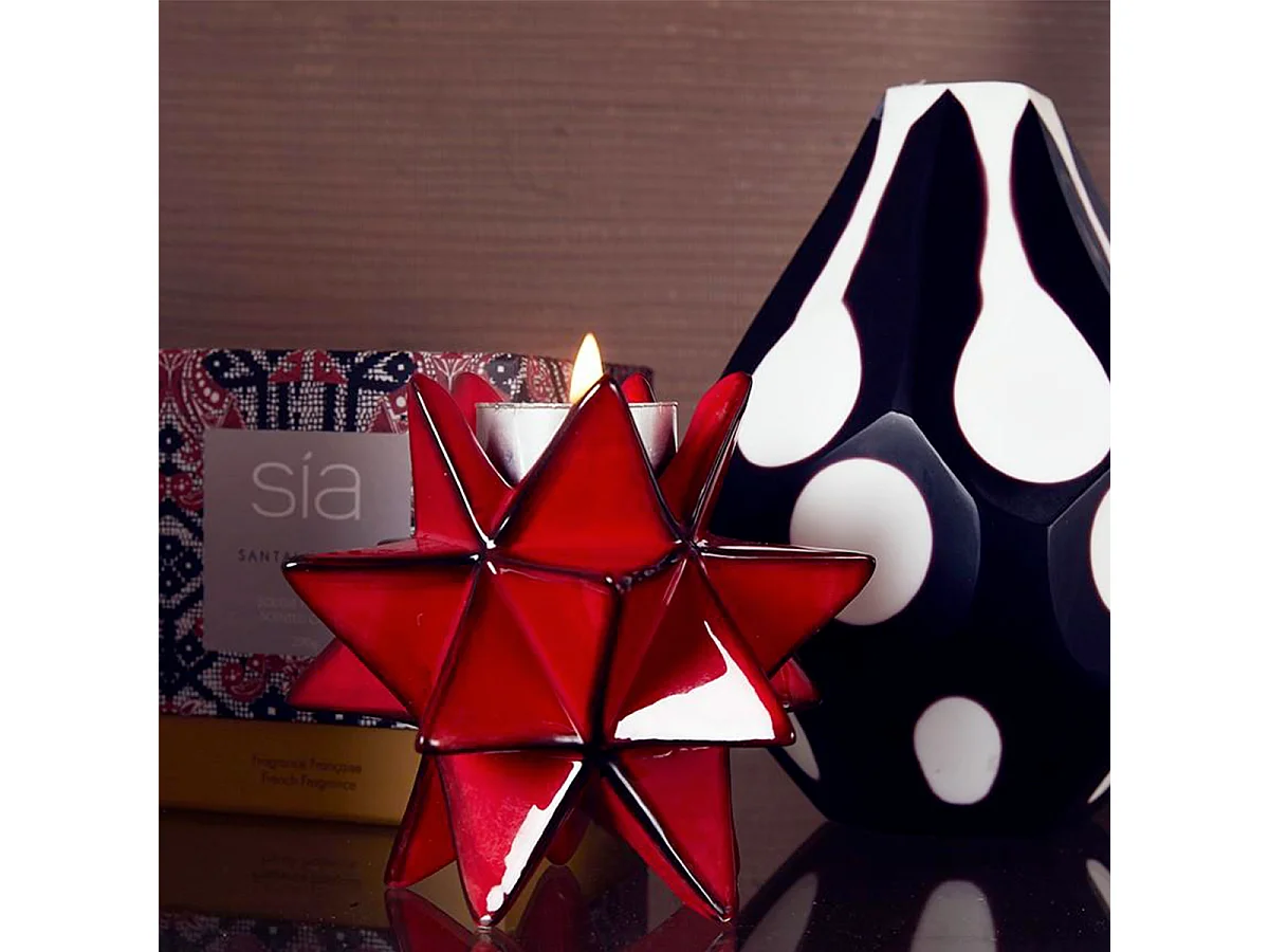 Porte-Bougie géométrique - Rouge