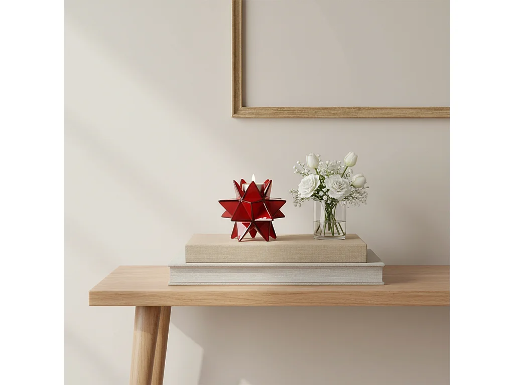 Porte-Bougie géométrique - Rouge