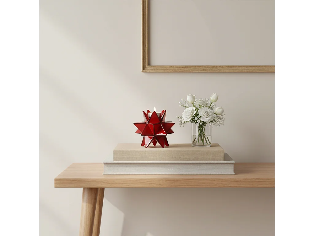 Porte-Bougie géométrique - Rouge