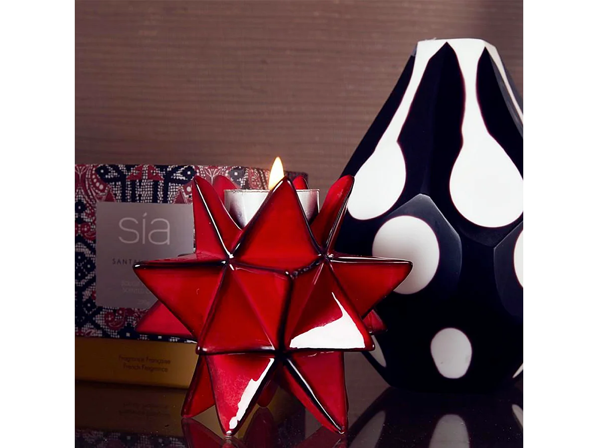 Porte-Bougie géométrique - Rouge