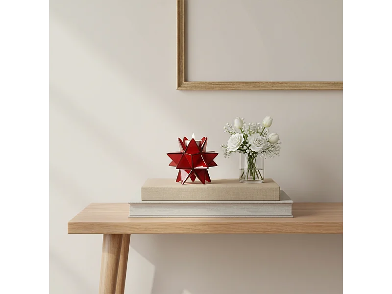 Porte-Bougie géométrique - Rouge