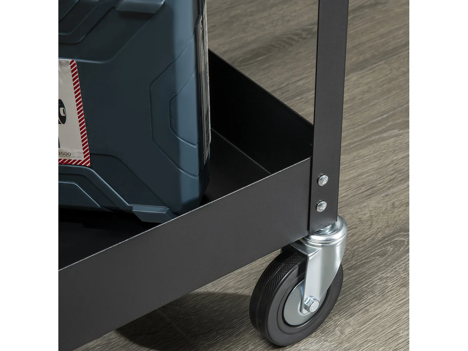 Chariot desserte d'atelier en acier 2 plateaux sur roulettes avec poignée - charge max. 150 kg - 84,5 x 38 x 84 cm noir