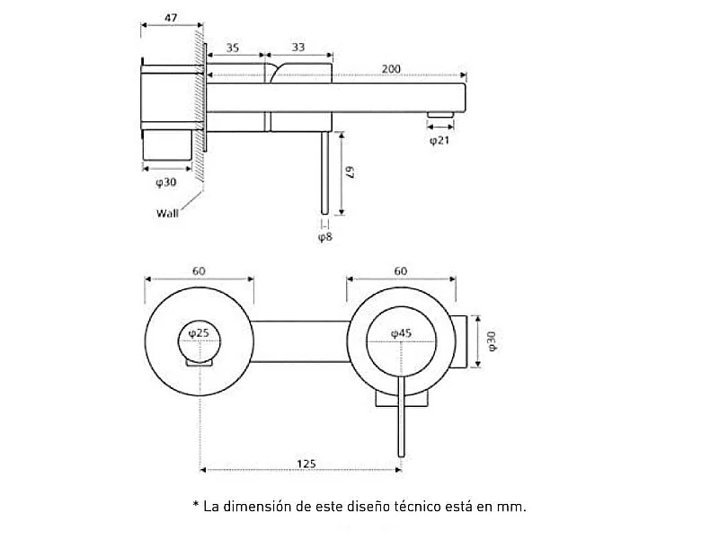 Grifo monomando lavabo empotrado KAVALA Cromado