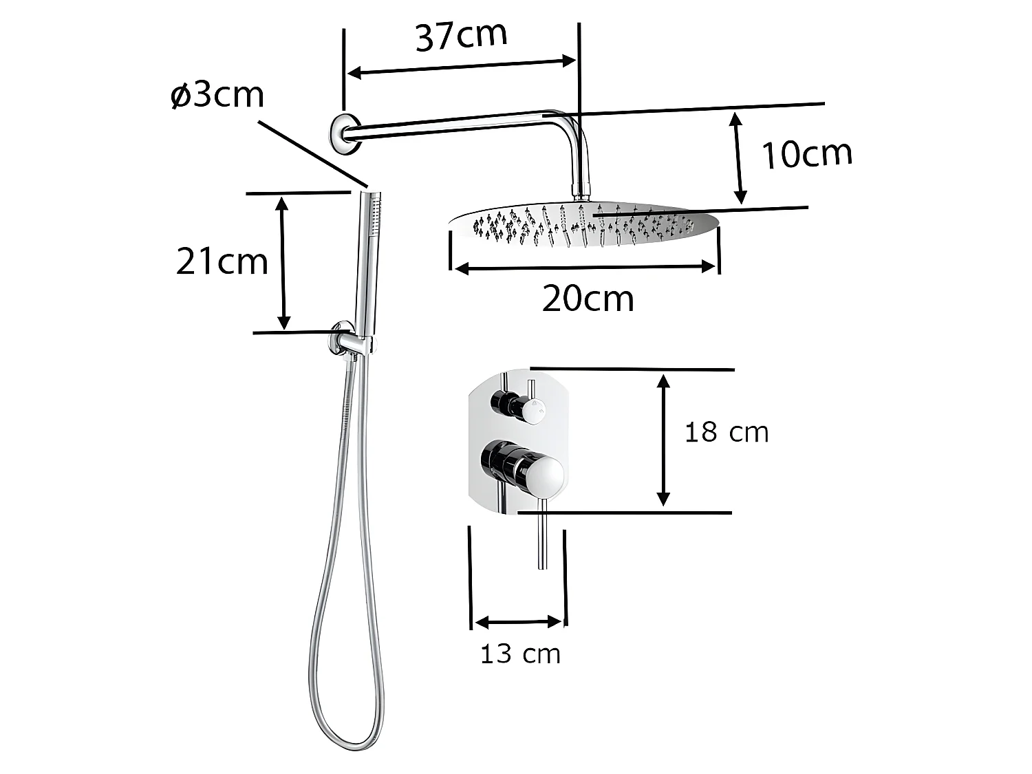 Conjunto de ducha empotrada monomando redonda NALA oro cepillado  Ø 25cm Dorado