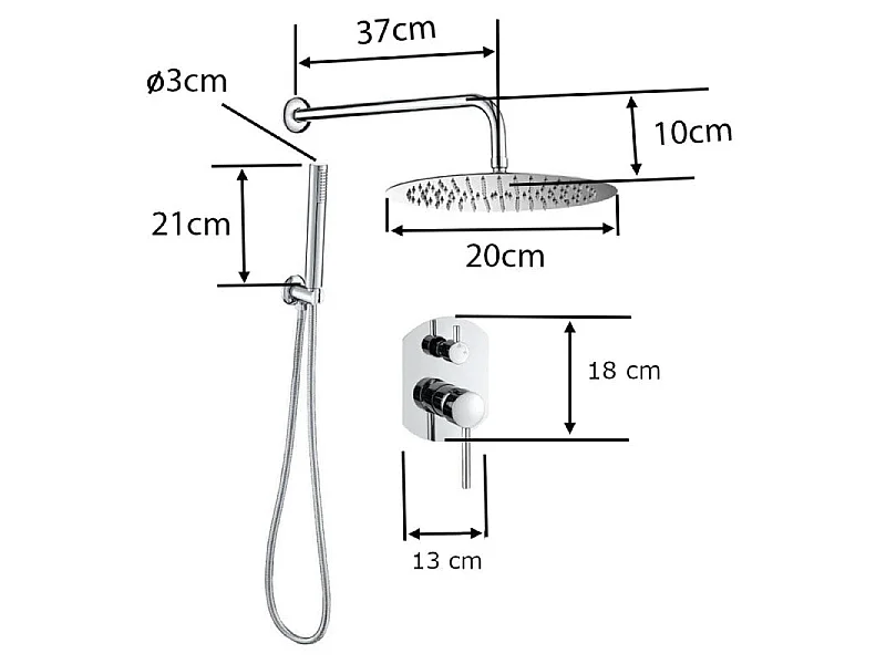 Conjunto de ducha empotrada monomando redonda NALA oro cepillado  Ø 25cm Dorado