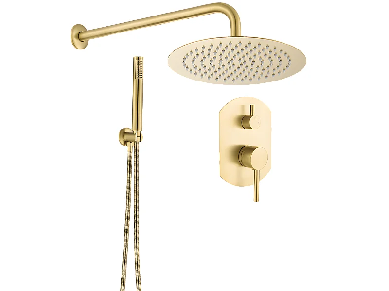 Conjunto de ducha empotrada monomando redonda NALA oro cepillado  Ø 25cm Dorado