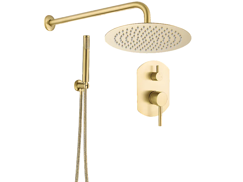 Conjunto de ducha empotrada monomando redonda NALA oro cepillado  Ø 25cm Dorado