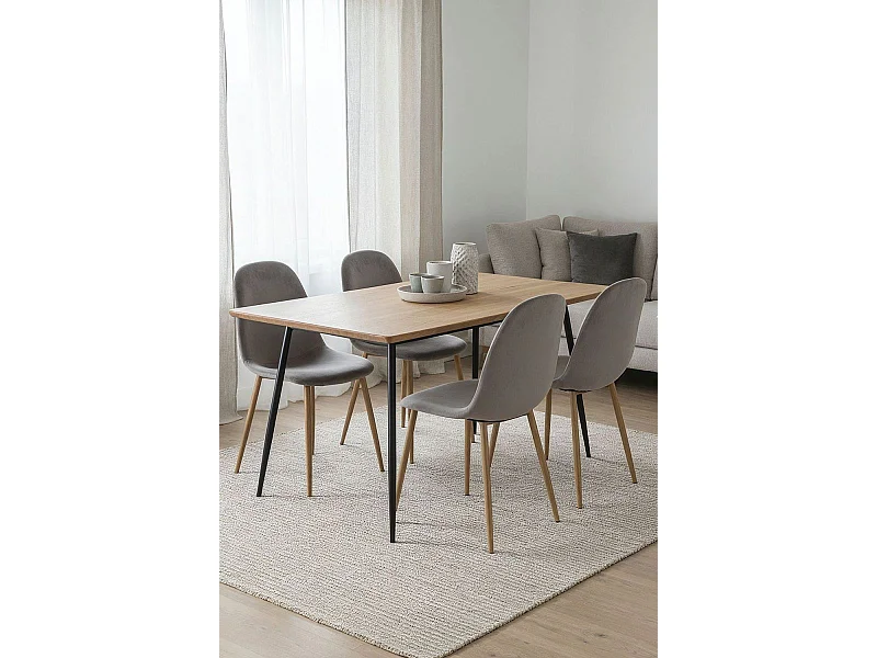 Packs Sillas Comedor - Pack 4 Sillas Teok Terciopelo - Gris oscuro