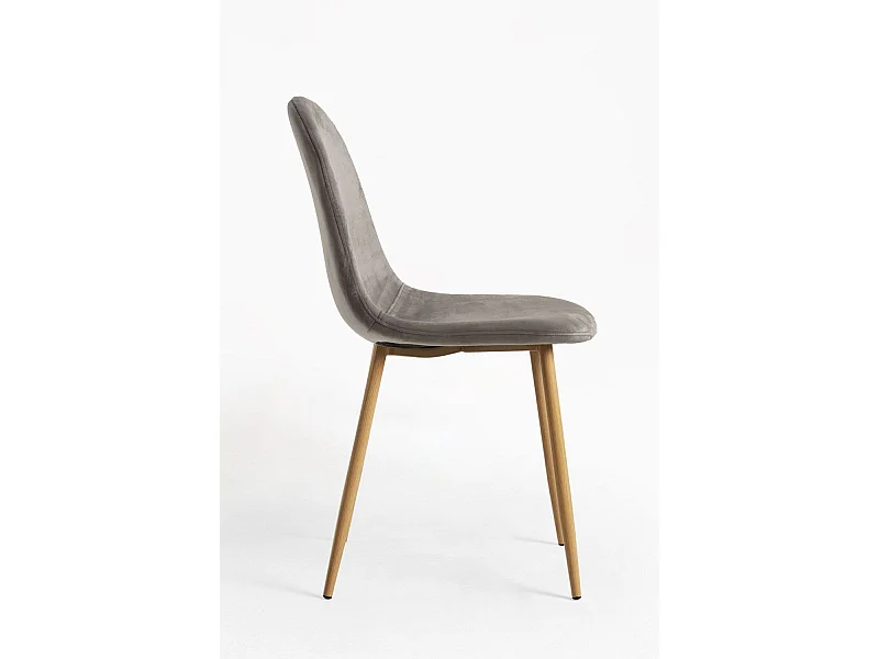 Packs Sillas Comedor - Pack 4 Sillas Teok Terciopelo - Gris oscuro