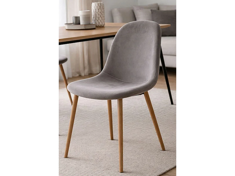 Packs Sillas Comedor - Pack 4 Sillas Teok Terciopelo - Gris oscuro