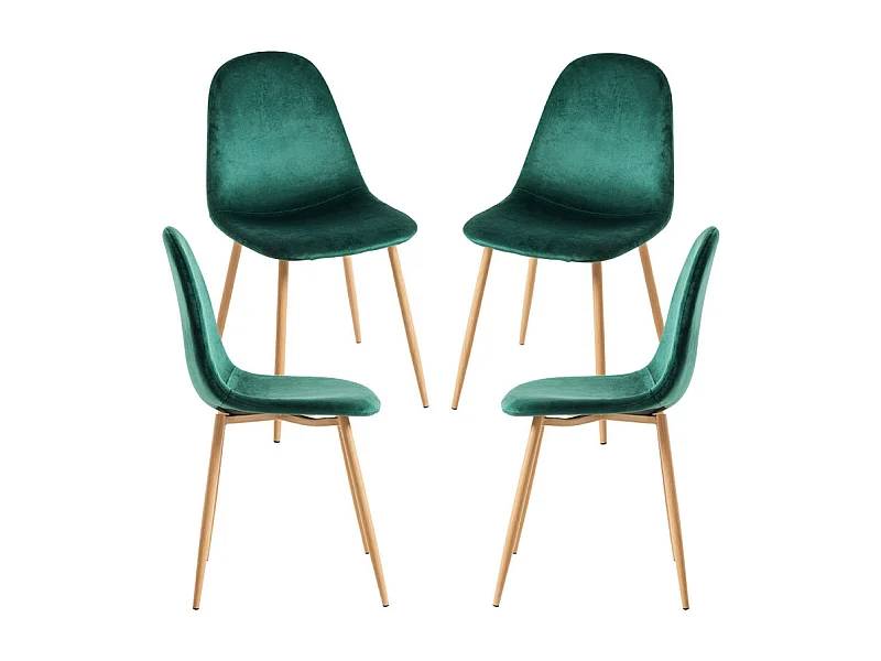 Packs Sillas Comedor - Pack 4 Sillas Teok Terciopelo - Verde oscuro