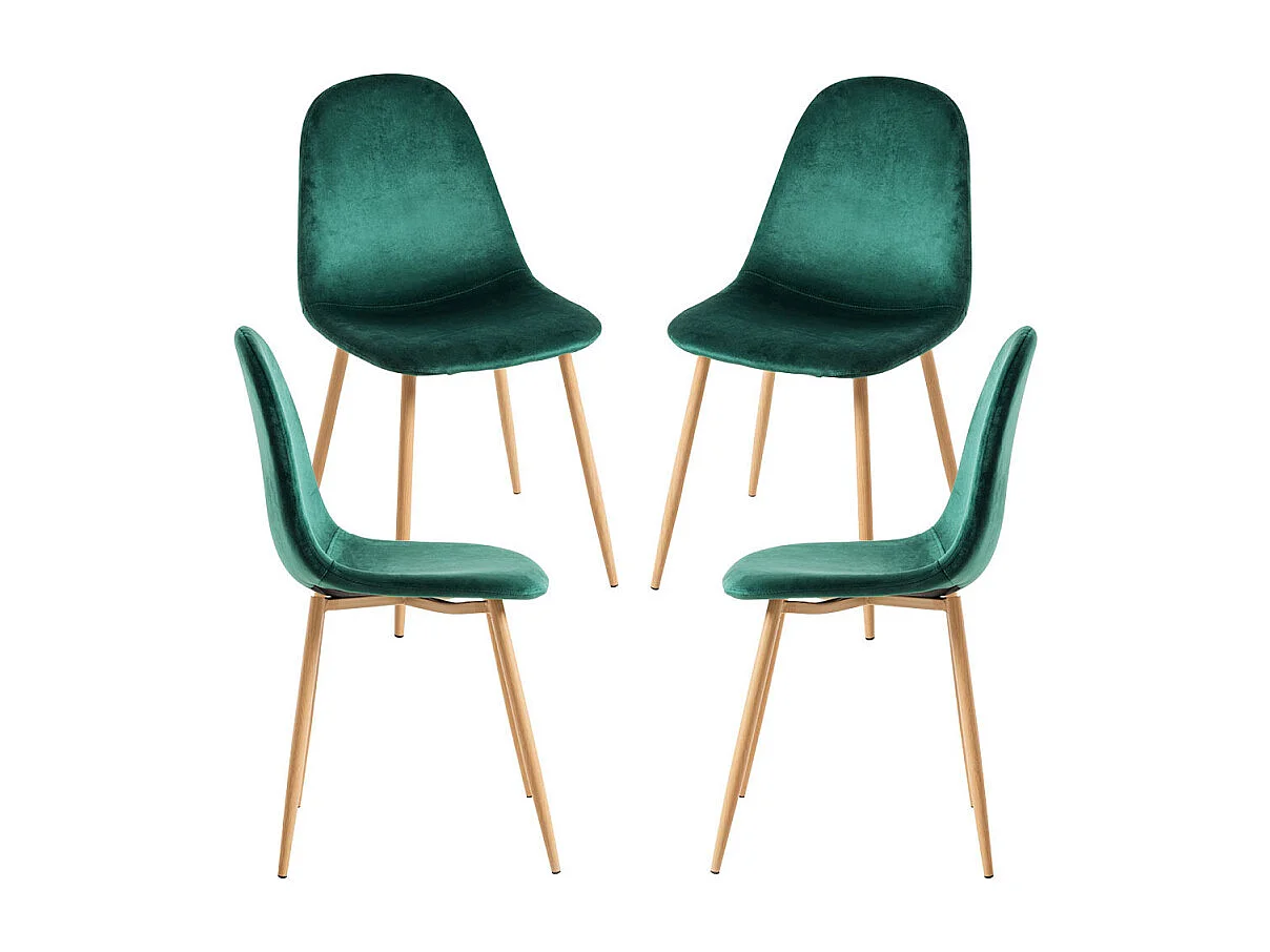 Packs Sillas Comedor - Pack 4 Sillas Teok Terciopelo - Verde oscuro