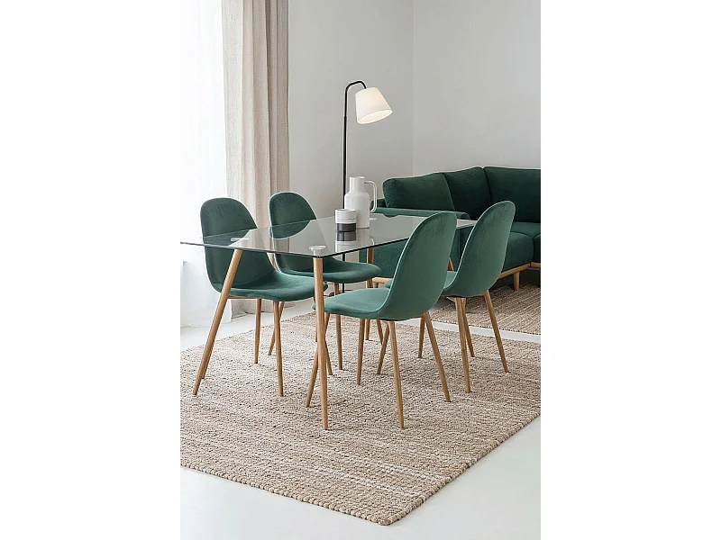 Packs Sillas Comedor - Pack 4 Sillas Teok Terciopelo - Verde oscuro