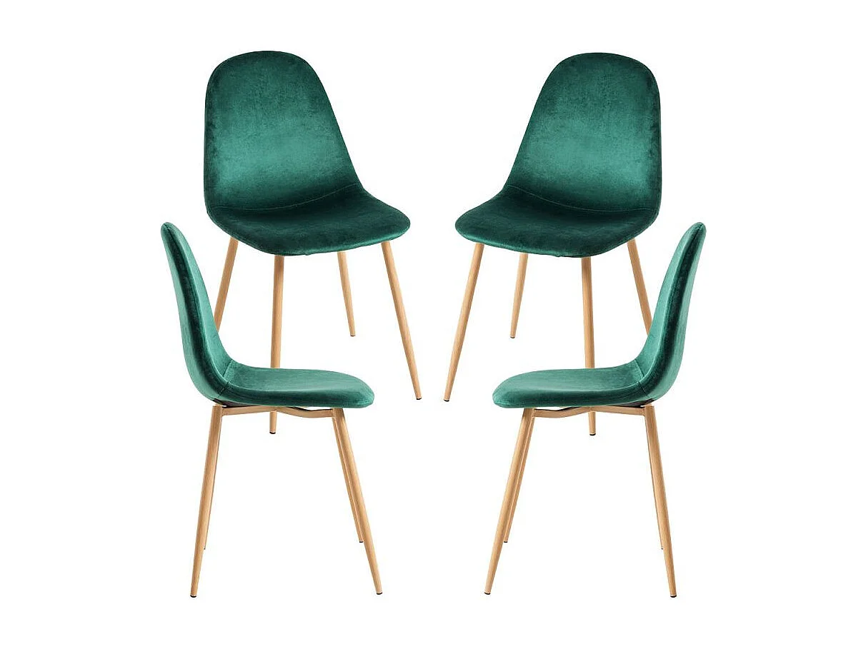 Packs Sillas Comedor - Pack 4 Sillas Teok Terciopelo - Verde oscuro