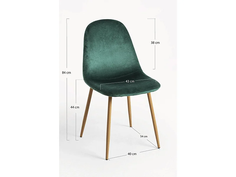 Packs Sillas Comedor - Pack 4 Sillas Teok Terciopelo - Verde oscuro