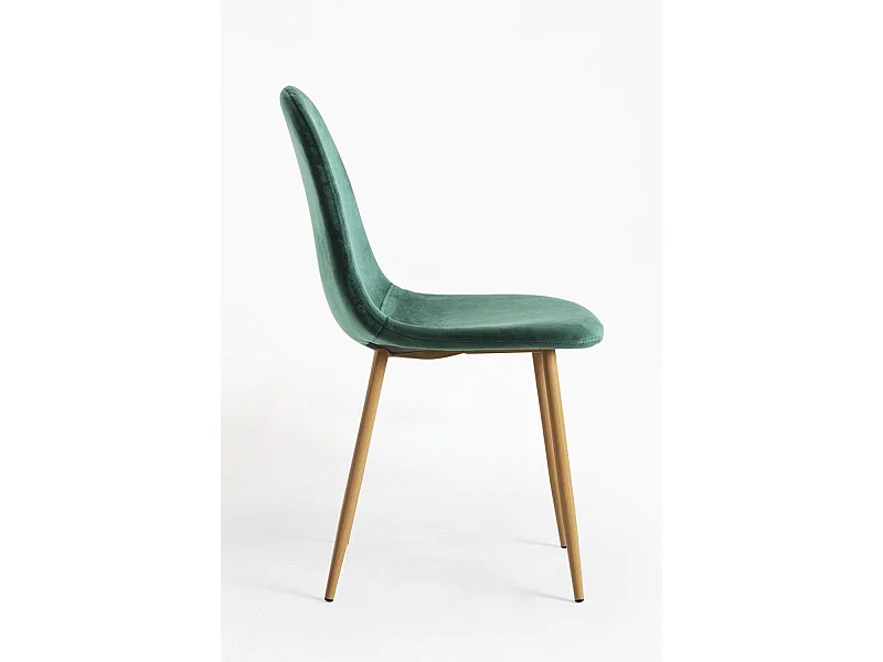 Packs Sillas Comedor - Pack 4 Sillas Teok Terciopelo - Verde oscuro