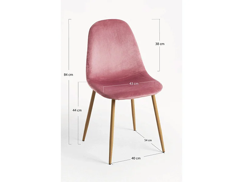 Packs Sillas Comedor - Pack 4 Sillas Teok Terciopelo - Rosa