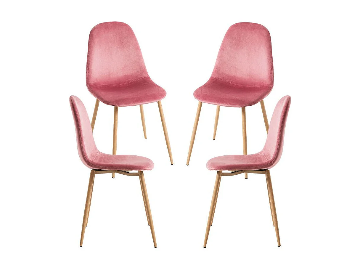Packs Sillas Comedor - Pack 4 Sillas Teok Terciopelo - Rosa