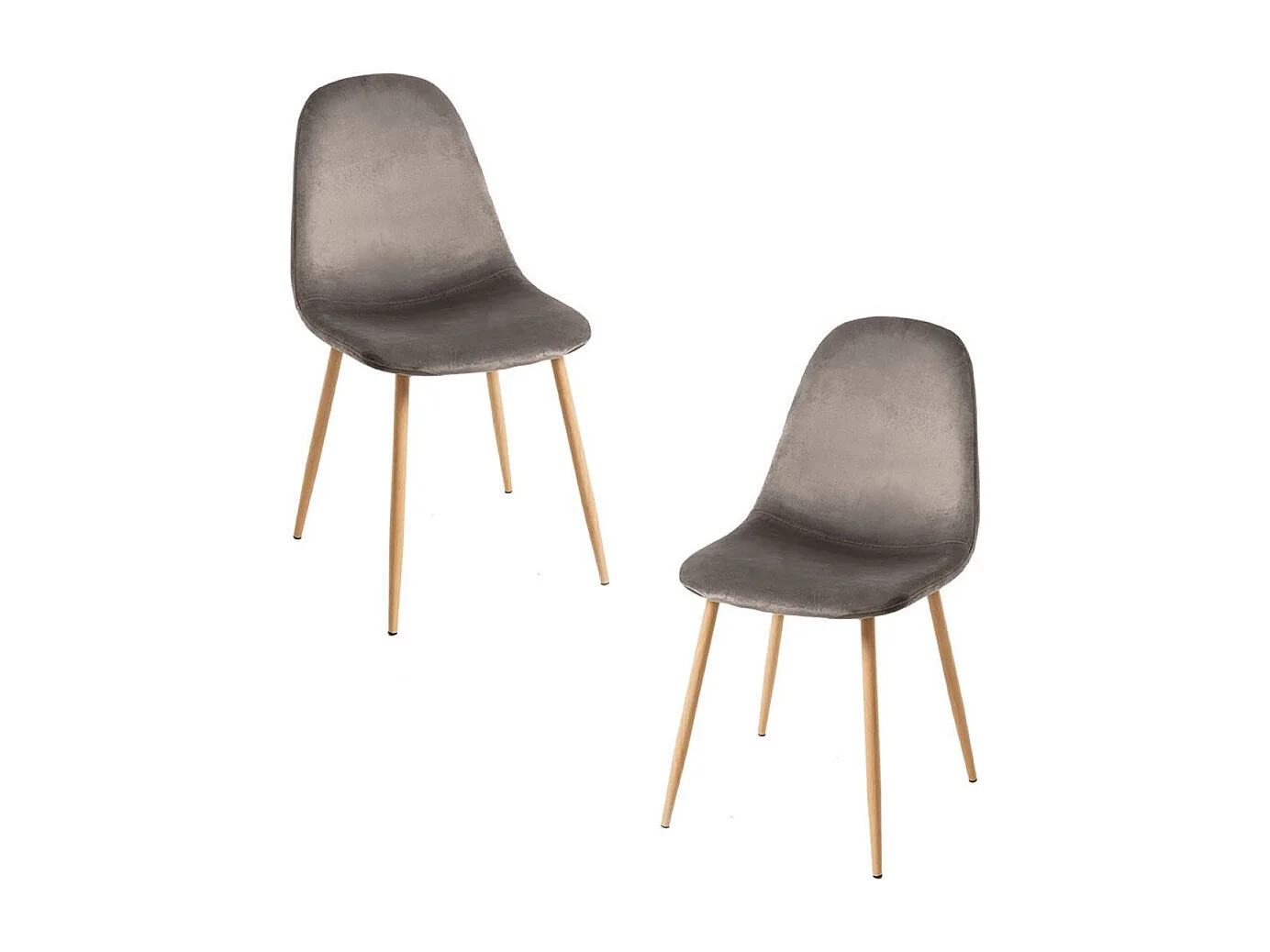 Packs Sillas Comedor - Pack 2 Sillas Teok Terciopelo - Gris oscuro