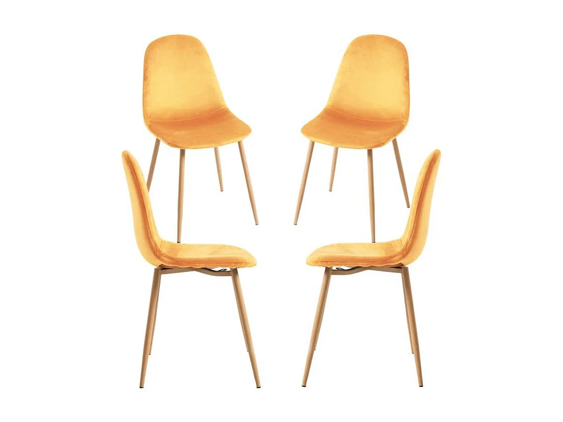 Packs Sillas Comedor - Pack 4 Sillas Teok Terciopelo - Amarillo