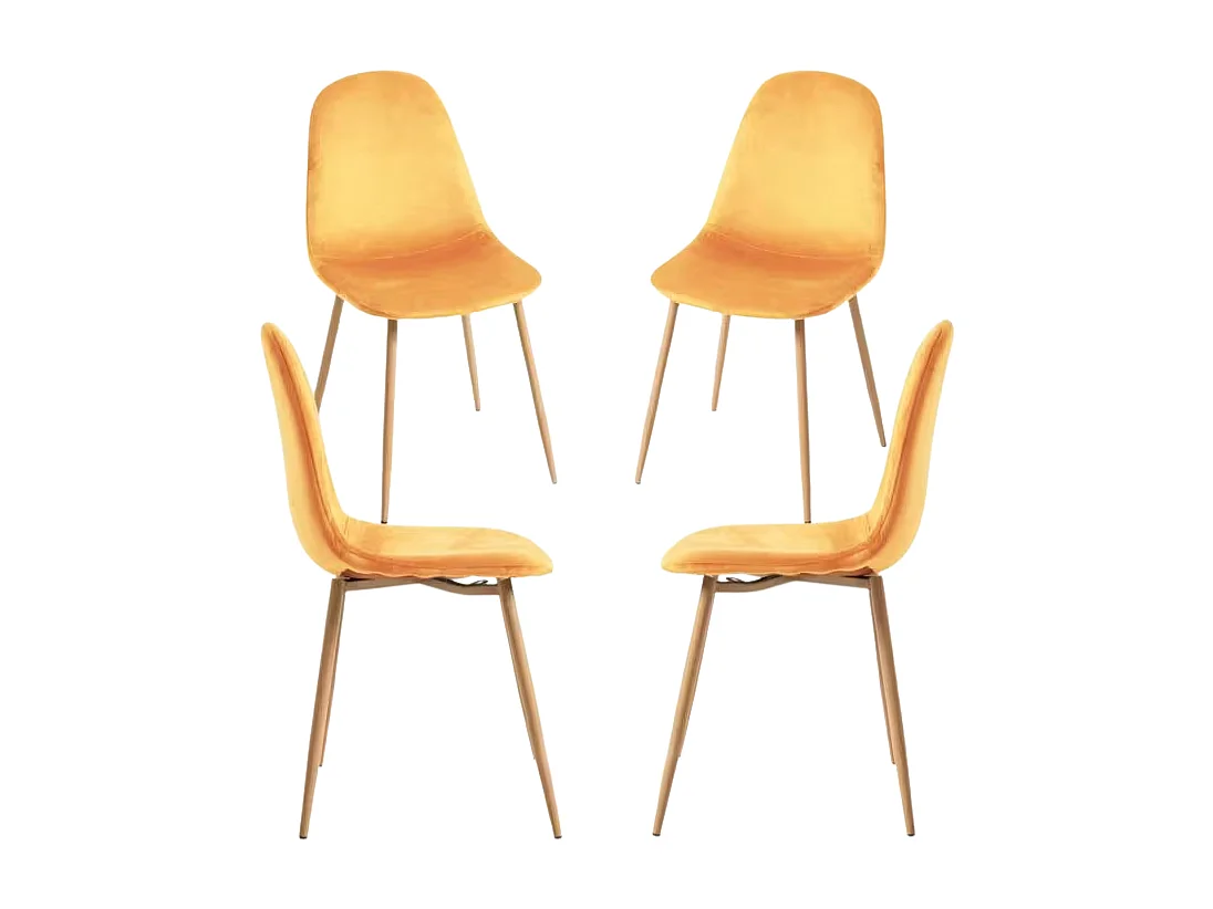 Packs Sillas Comedor - Pack 4 Sillas Teok Terciopelo - Amarillo