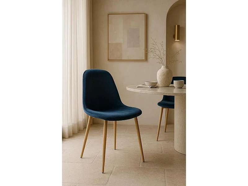 Sillas Comedor - Silla Teok Terciopelo - Azul