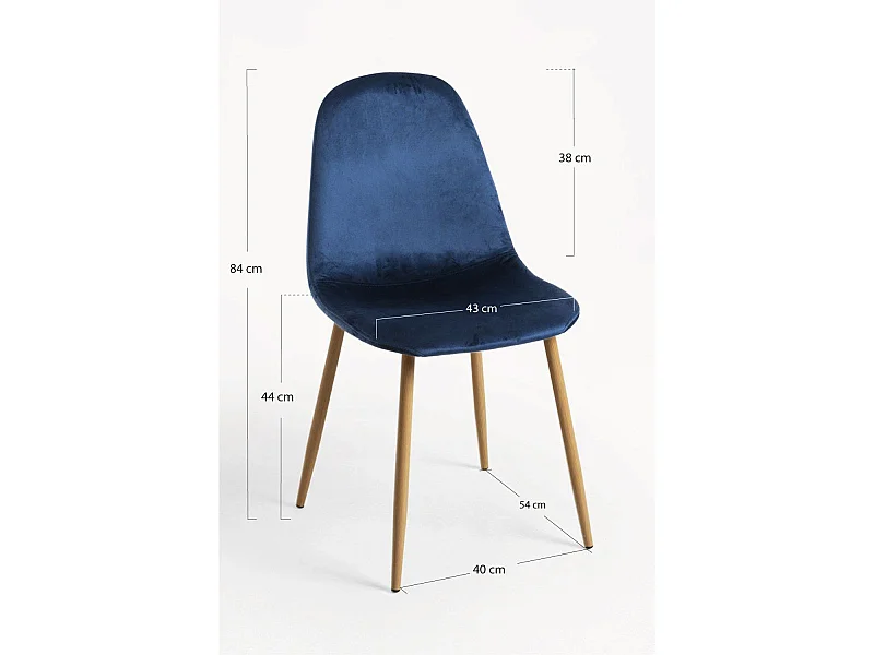 Sillas Comedor - Silla Teok Terciopelo - Azul