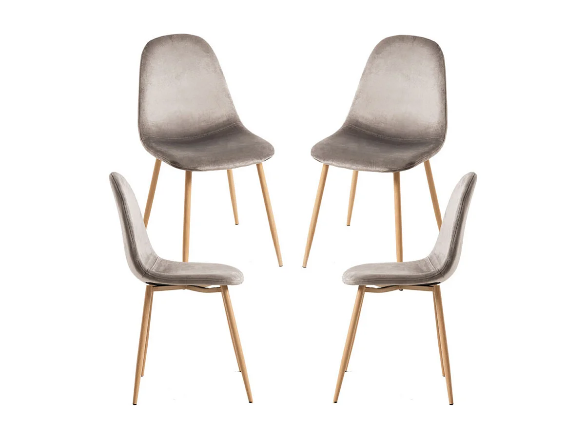 Packs Sillas Comedor - Pack 4 Sillas Teok Terciopelo - Gris