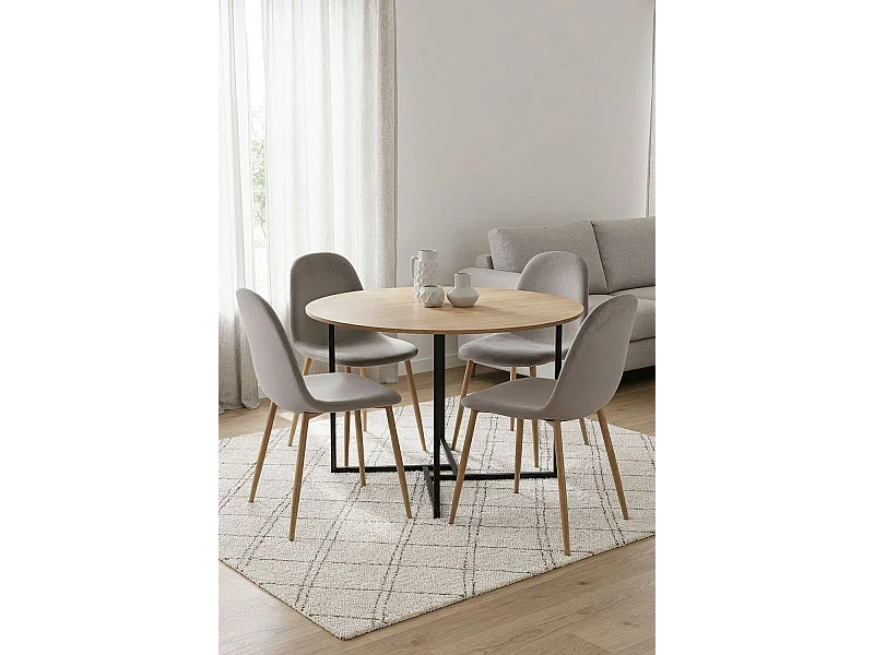 Packs Sillas Comedor - Pack 4 Sillas Teok Terciopelo - Gris