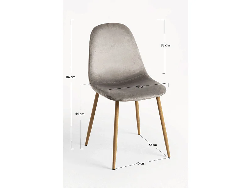 Packs Sillas Comedor - Pack 4 Sillas Teok Terciopelo - Gris