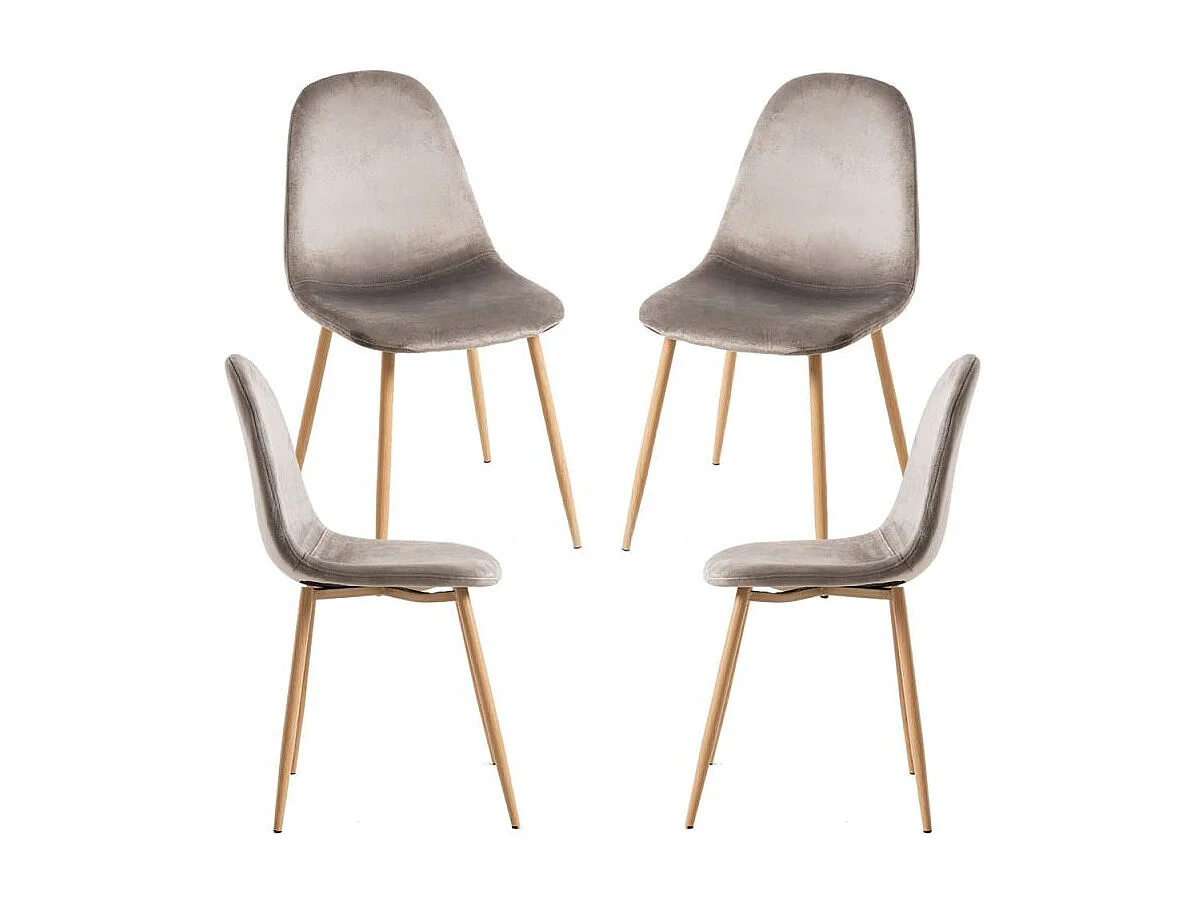 Packs Sillas Comedor - Pack 4 Sillas Teok Terciopelo - Gris