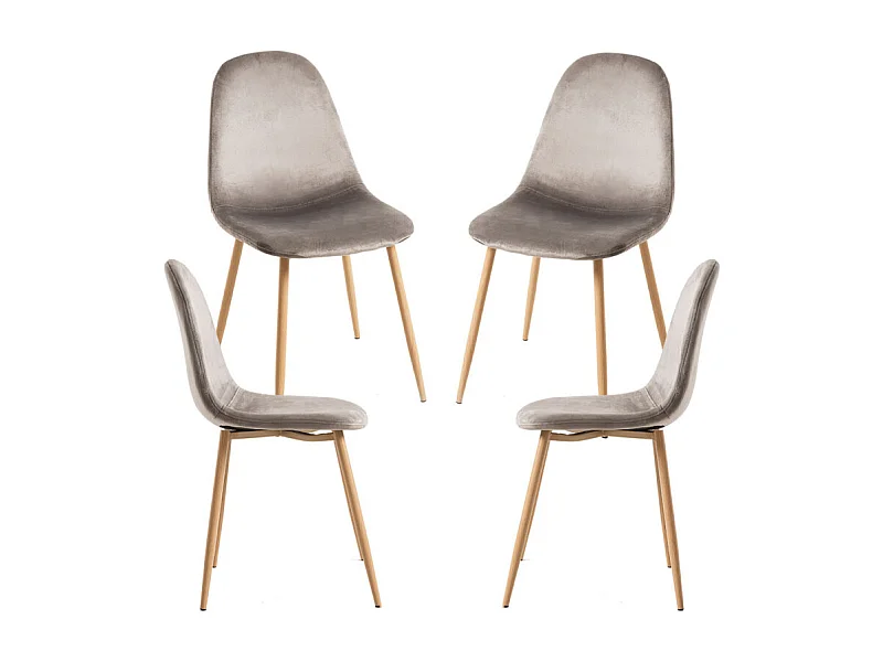 Packs Sillas Comedor - Pack 4 Sillas Teok Terciopelo - Gris