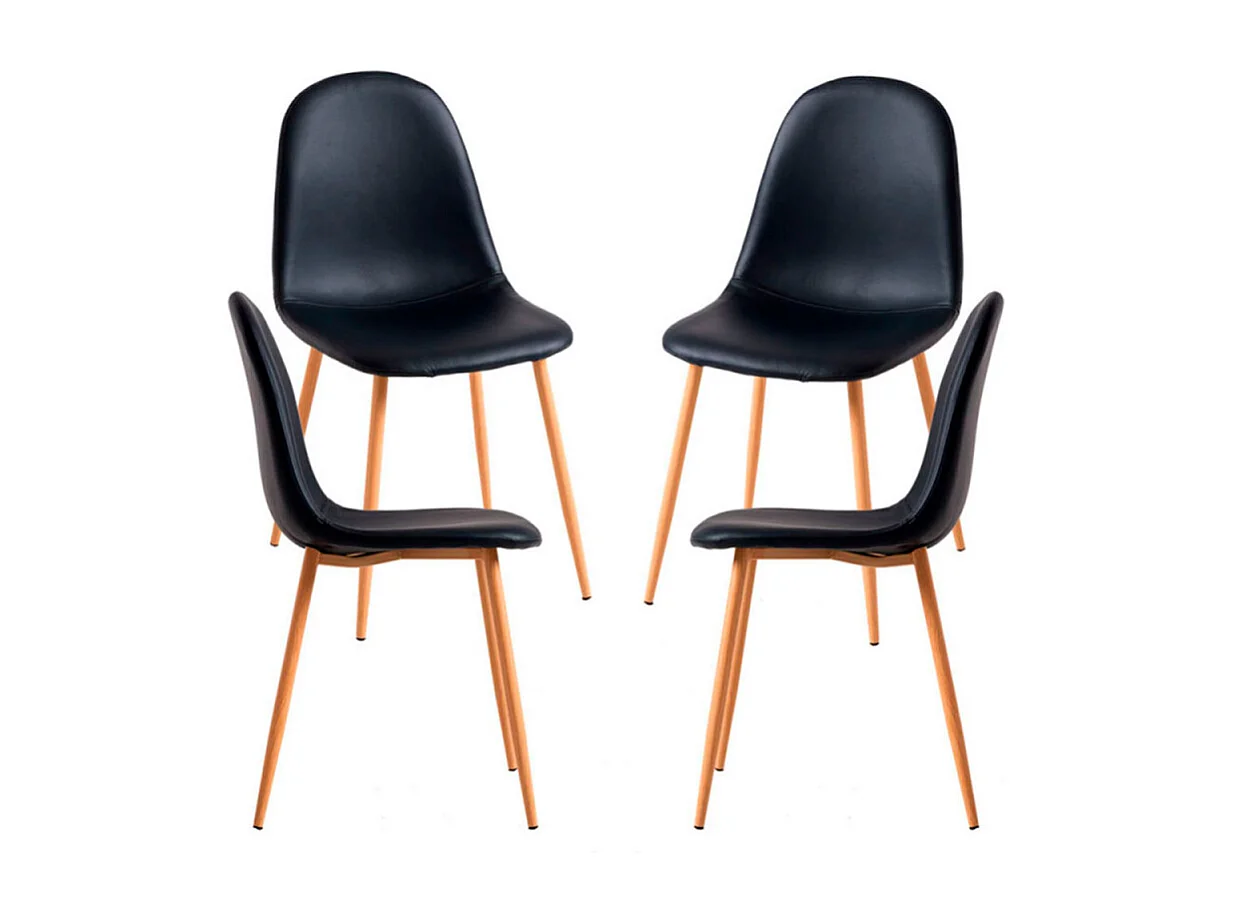 Packs Sillas Comedor - Pack 4 Sillas Teok Polipiel - Negro