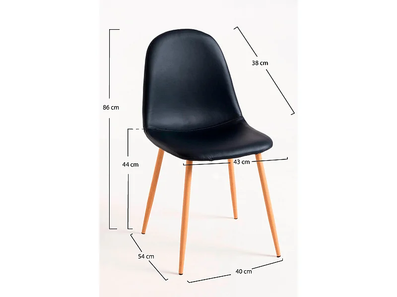 Packs Sillas Comedor - Pack 4 Sillas Teok Polipiel - Negro