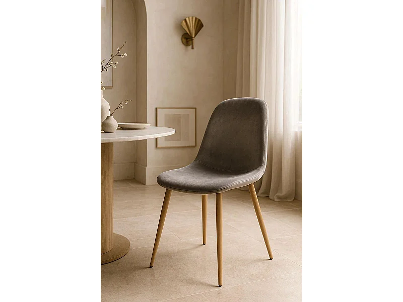 Sillas Comedor - Silla Teok Terciopelo - Gris claro