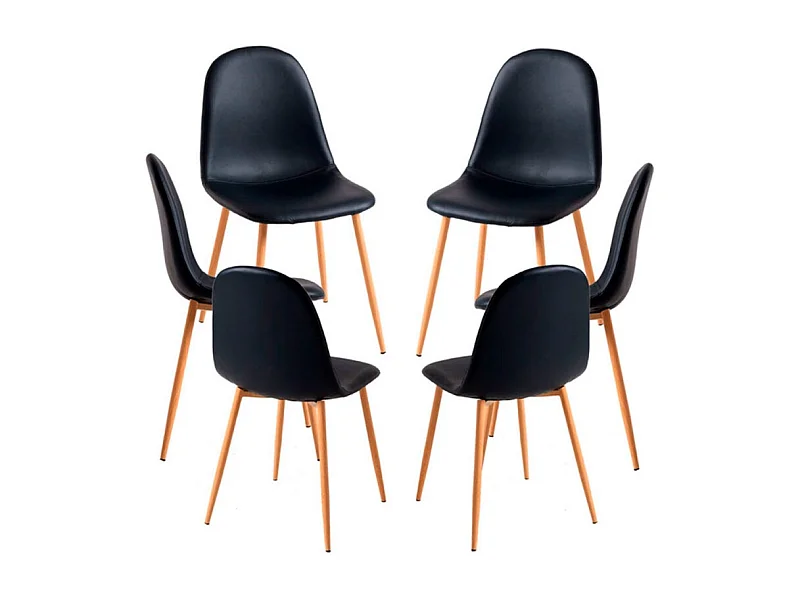 Packs Sillas Comedor - Pack 6 Sillas Teok Polipiel - Negro