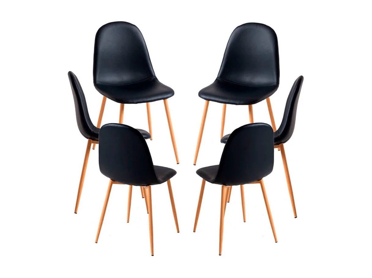 Packs Sillas Comedor - Pack 6 Sillas Teok Polipiel - Negro
