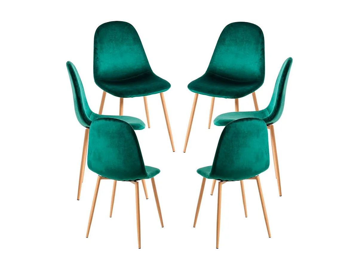 Packs Sillas Comedor - Pack 6 Sillas Teok Terciopelo - Verde oscuro