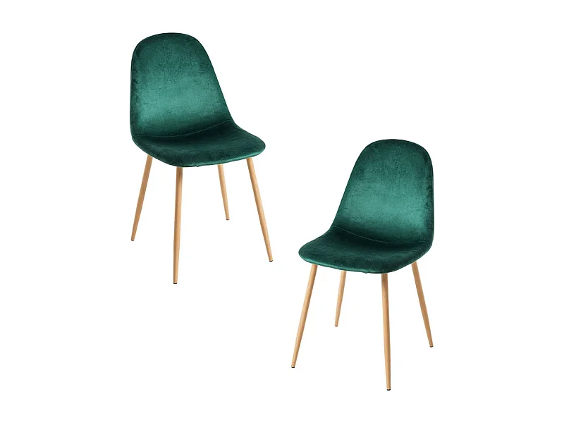 Packs Sillas Comedor - Pack 2 Sillas Teok Terciopelo - Verde oscuro