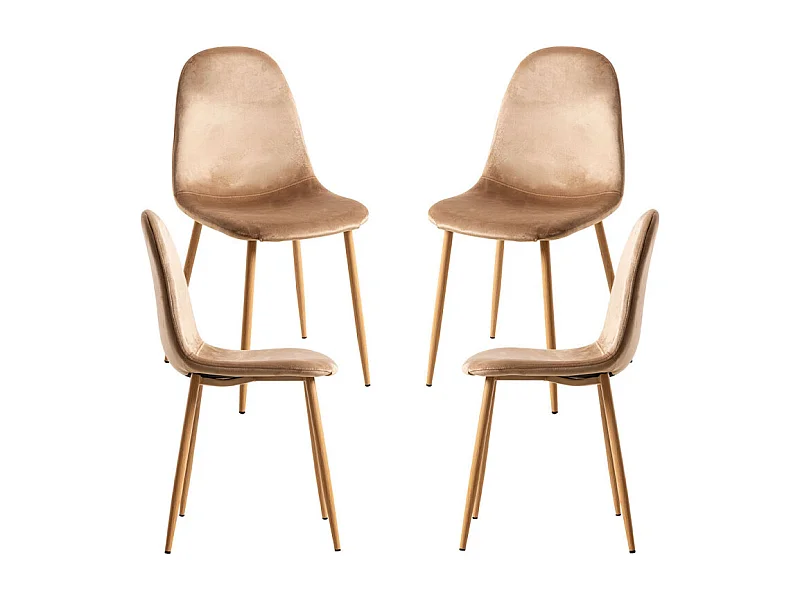Packs Sillas Comedor - Pack 4 Sillas Teok Terciopelo - Marrón claro