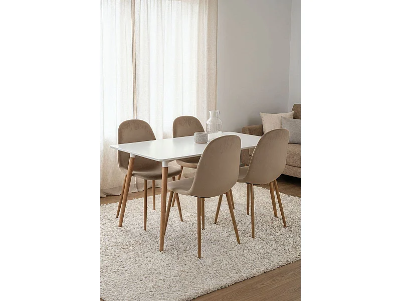 Packs Sillas Comedor - Pack 4 Sillas Teok Terciopelo - Marrón claro