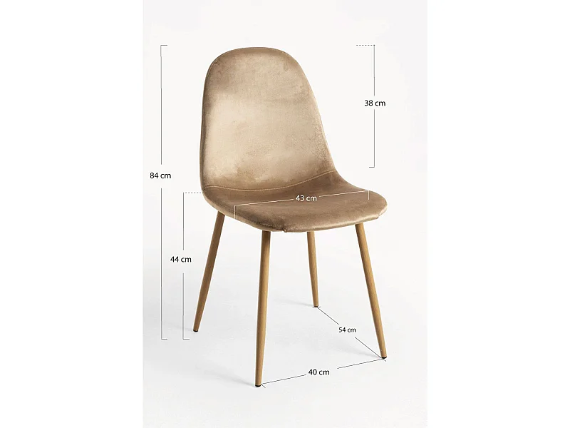 Packs Sillas Comedor - Pack 4 Sillas Teok Terciopelo - Marrón claro