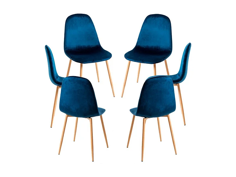 Packs Sillas Comedor - Pack 6 Sillas Teok Terciopelo - Azul medio