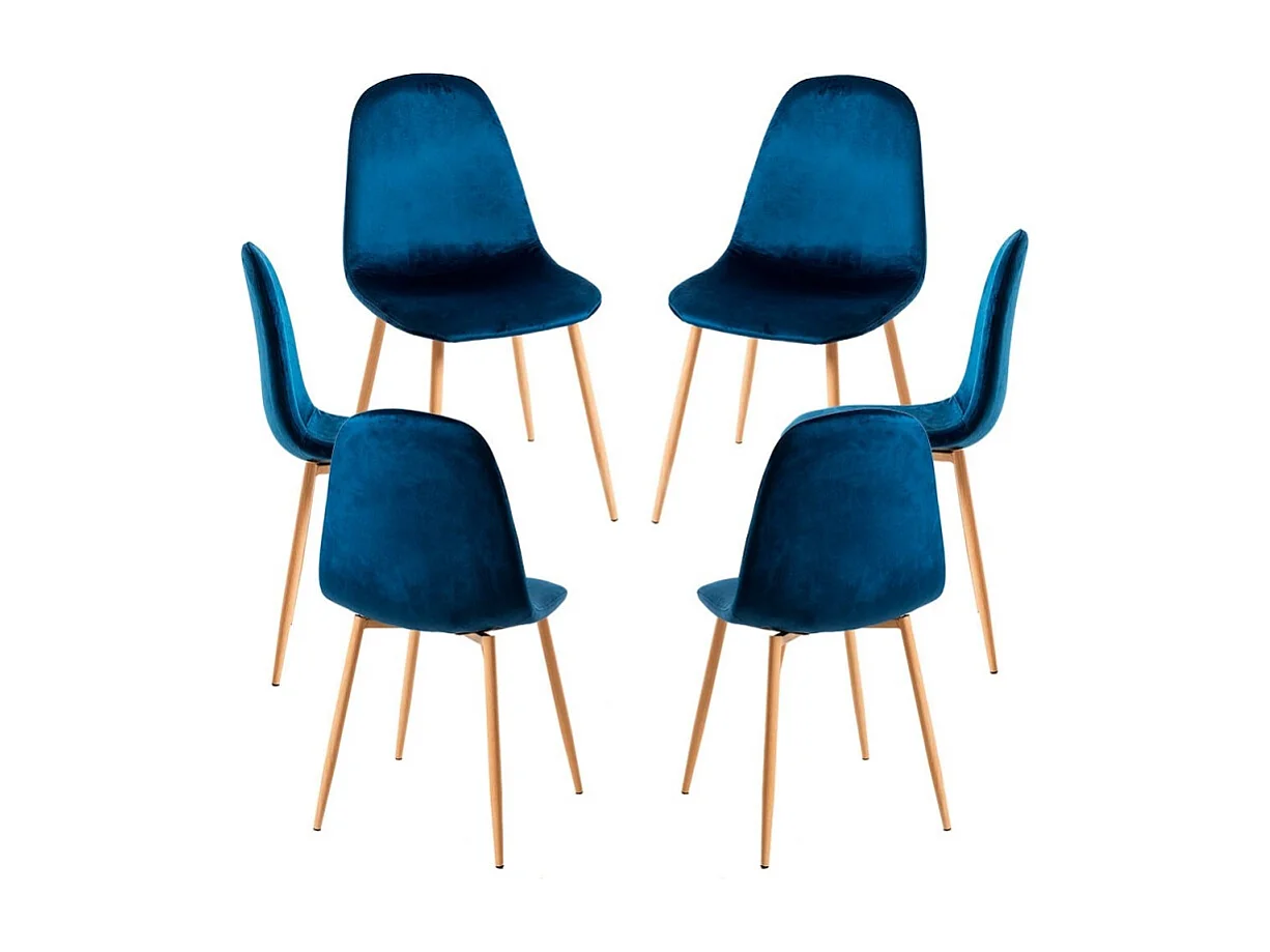 Packs Sillas Comedor - Pack 6 Sillas Teok Terciopelo - Azul medio