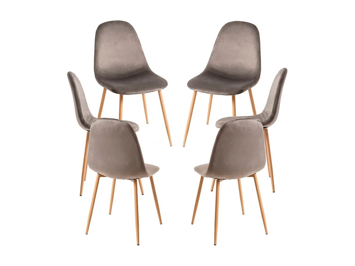 Packs Sillas Comedor - Pack 6 Sillas Teok Terciopelo - Gris oscuro