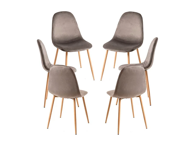 Packs Sillas Comedor - Pack 6 Sillas Teok Terciopelo - Gris oscuro