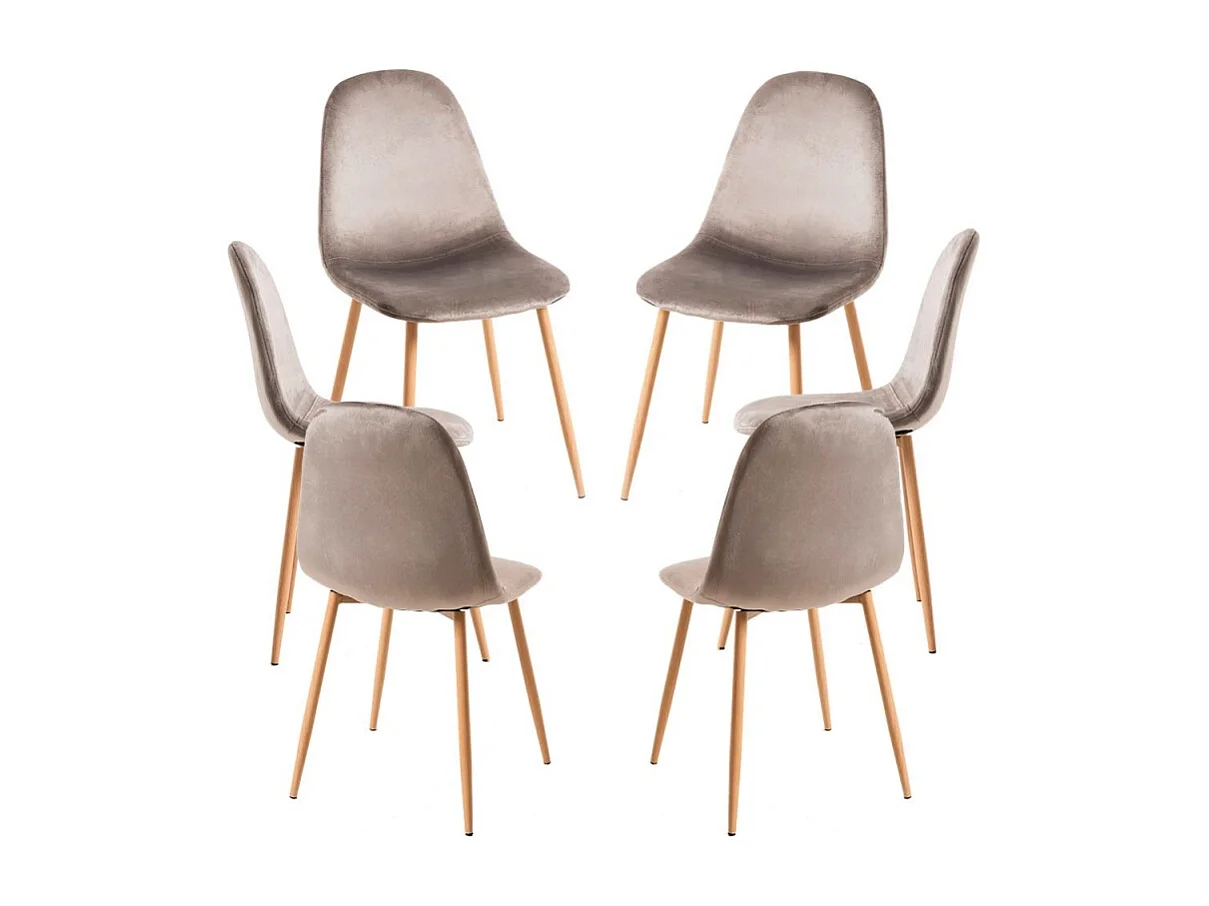 Packs Sillas Comedor - Pack 6 Sillas Teok Terciopelo - Gris