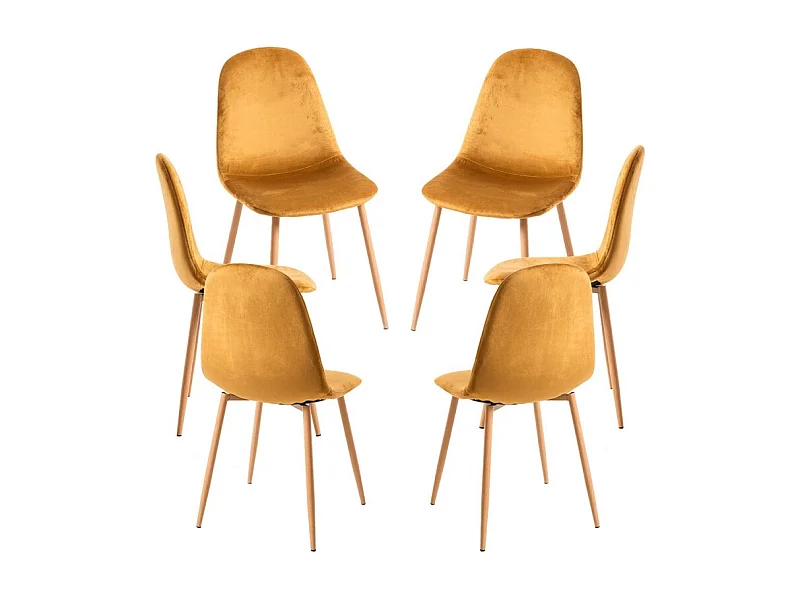 Packs Sillas Comedor - Pack 6 Sillas Teok Terciopelo - Amarillo