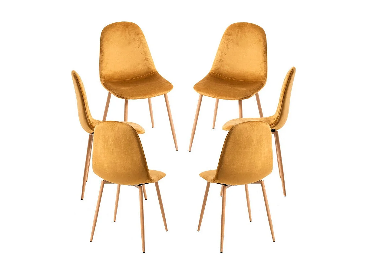 Packs Sillas Comedor - Pack 6 Sillas Teok Terciopelo - Amarillo