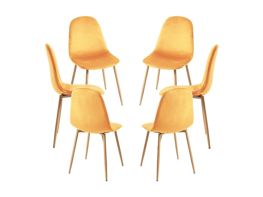 Packs Sillas Comedor - Pack 6 Sillas Teok Terciopelo - Amarillo